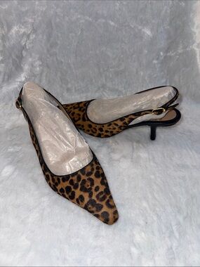 Sam Edelman Leopard Print Pointed Slingback Heels - Brown/Black